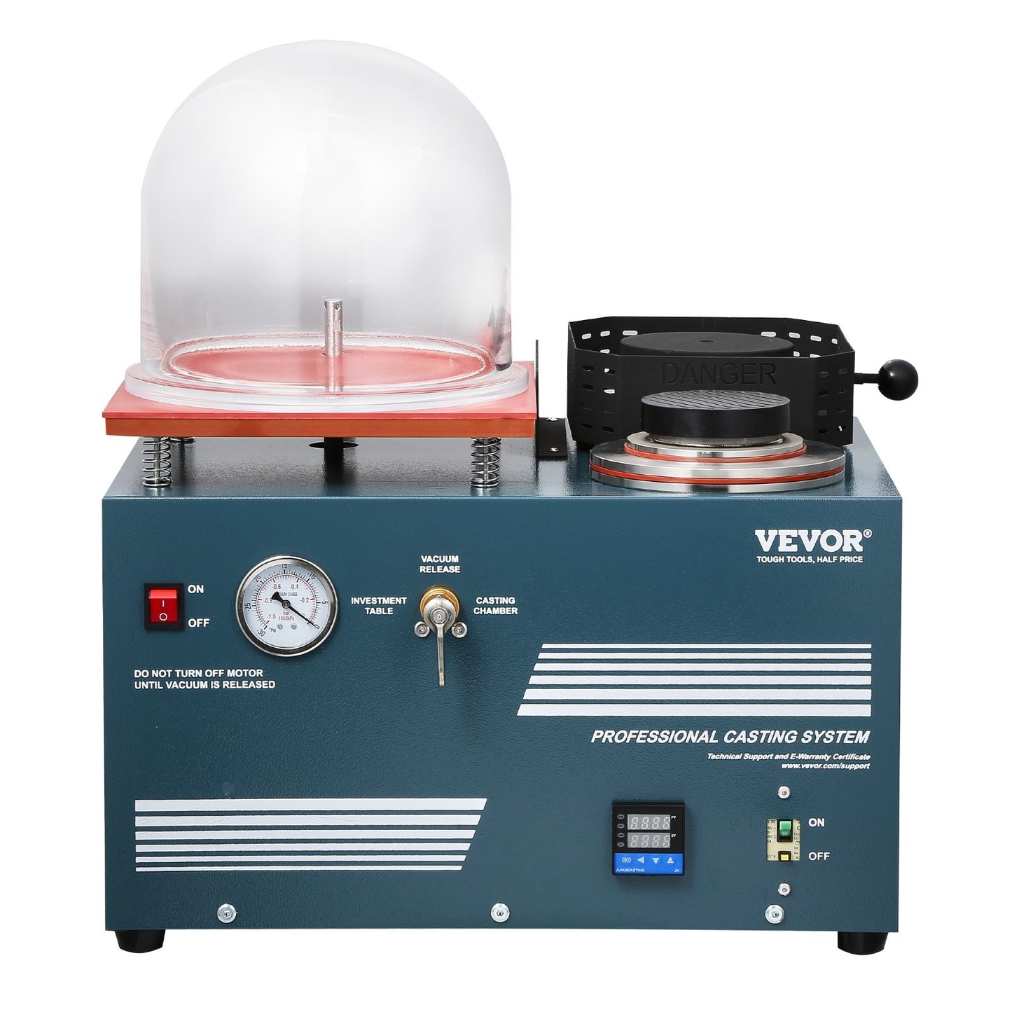 Vacuum Investing Casting Machine with Melting Furnace, Convenient Oil Injection Port, Precision Pressure Gauge, All-in-One Machine for Casting Jewelry and Melting Scrap, Silver, Gold, Copper