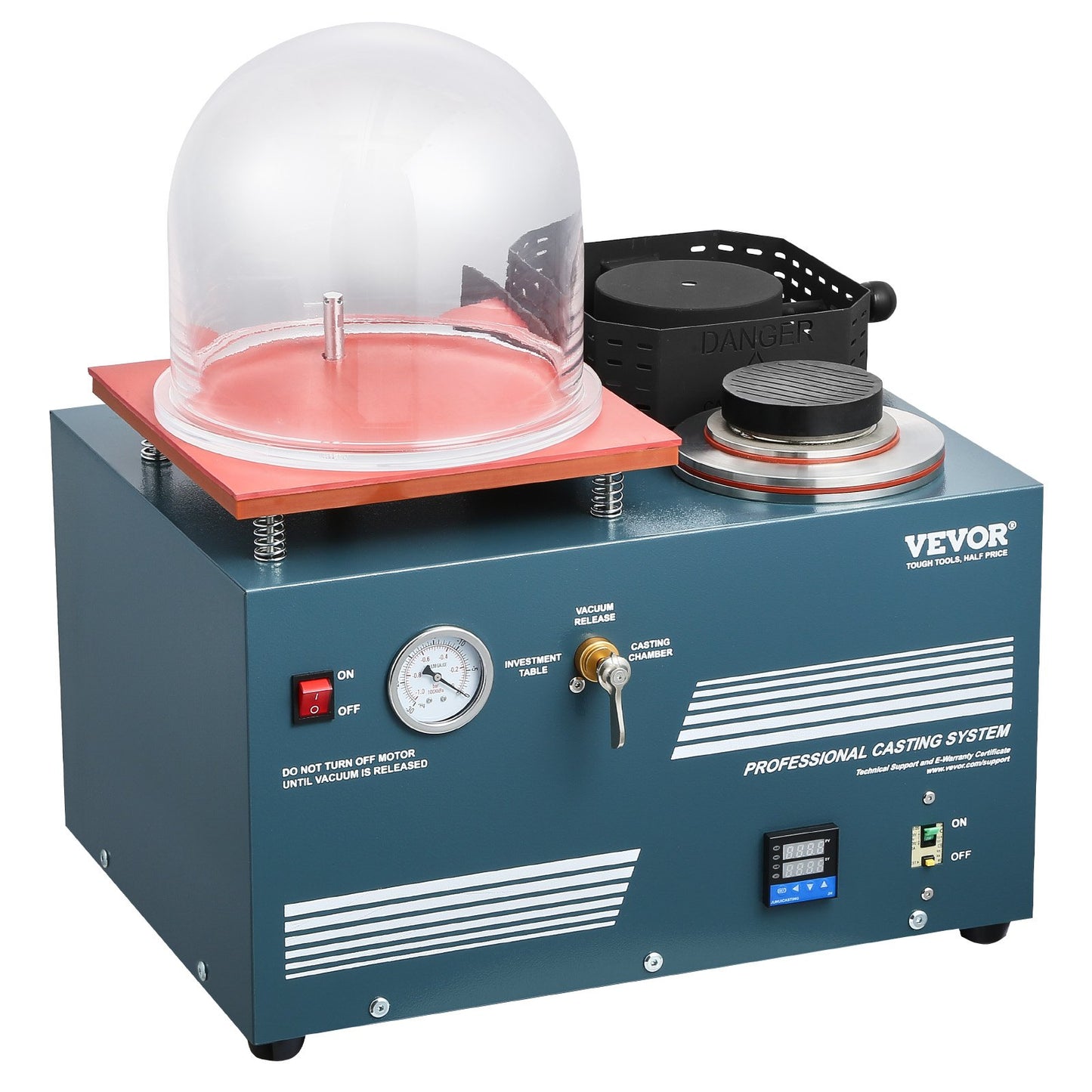 Vacuum Investing Casting Machine with Melting Furnace, Convenient Oil Injection Port, Precision Pressure Gauge, All-in-One Machine for Casting Jewelry and Melting Scrap, Silver, Gold, Copper