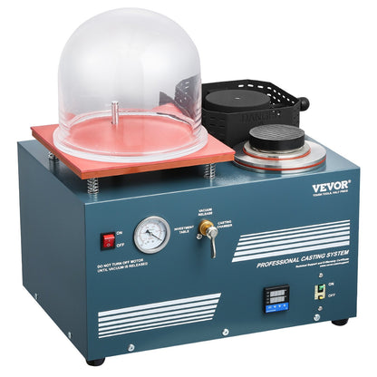 Vacuum Investing Casting Machine with Melting Furnace, Convenient Oil Injection Port, Precision Pressure Gauge, All-in-One Machine for Casting Jewelry and Melting Scrap, Silver, Gold, Copper