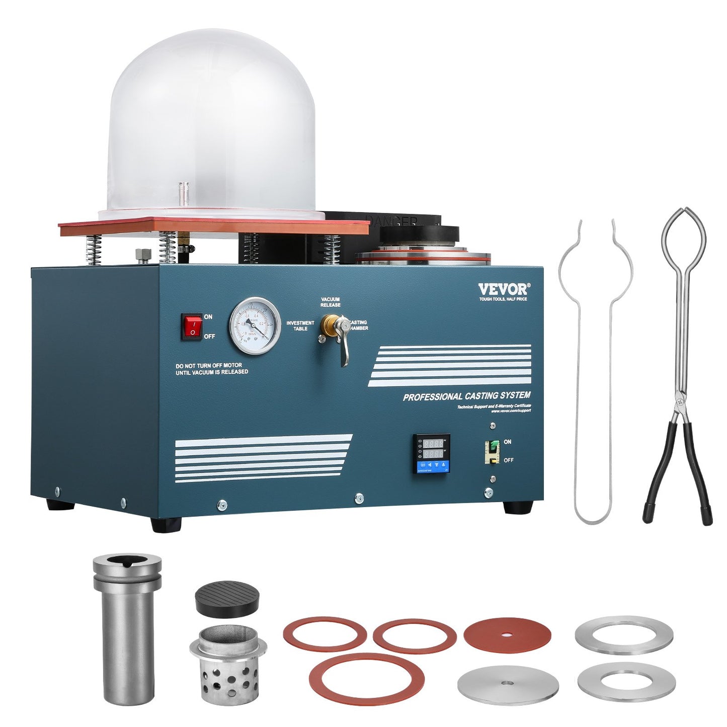 Vacuum Investing Casting Machine with Melting Furnace, Convenient Oil Injection Port, Precision Pressure Gauge, All-in-One Machine for Casting Jewelry and Melting Scrap, Silver, Gold, Copper
