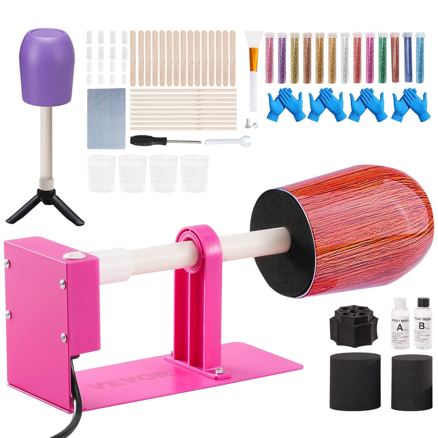 Cup & Pen Turner with Epoxy Kit for Beginners, Low-Noise Motor, Easy Setup