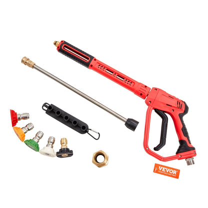High-Pressure Power Washer Gun with 3 Extension Rods and 5 Nozzles, 4000 PSI