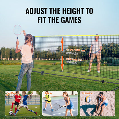 Adjustable Multi-Sport Net, 3m Wide, Portable with Stand and Carry Bag