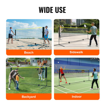 VEVOR Badminton Net, Height Adjustable Volleyball Net, 10ft Wide Foldable Pickleball