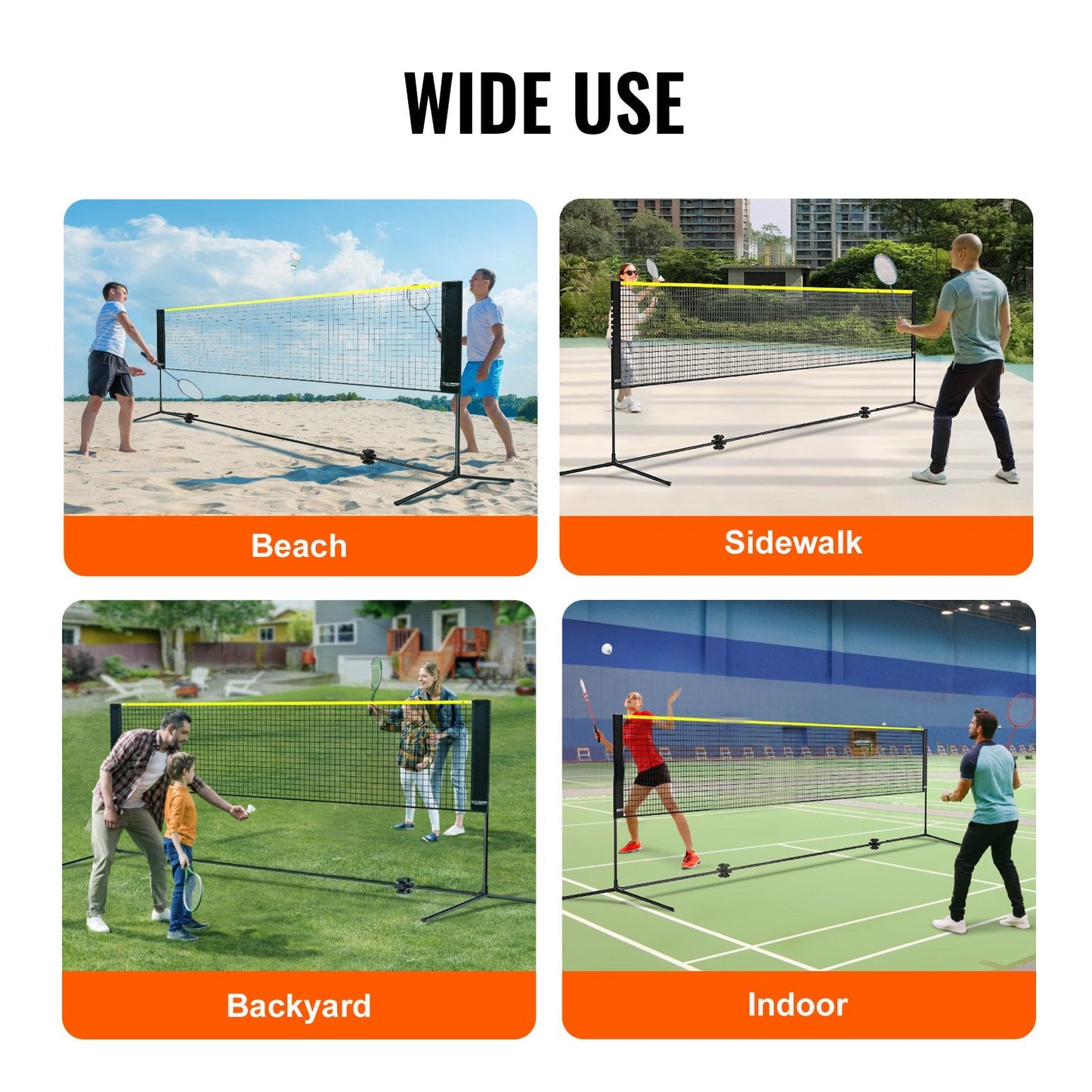 Adjustable Multi-Sport Net, 3m Wide, Portable with Stand and Carry Bag