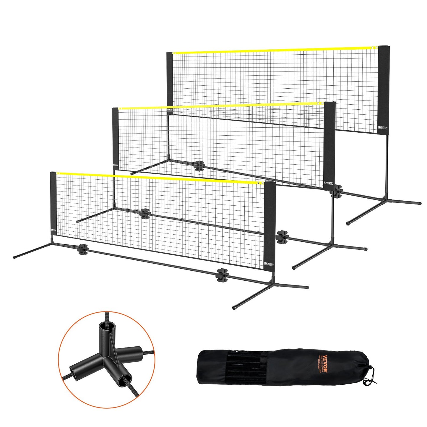 VEVOR Badminton Net, Height Adjustable Volleyball Net, 10ft Wide Foldable Pickleball