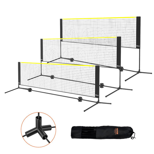 VEVOR Badminton Net, Height Adjustable Volleyball Net, 10ft Wide Foldable Pickleball