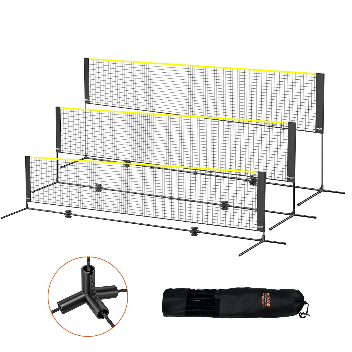 VEVOR Badminton Net, Height Adjustable Volleyball Net, 14ft Wide Foldable Pickleball