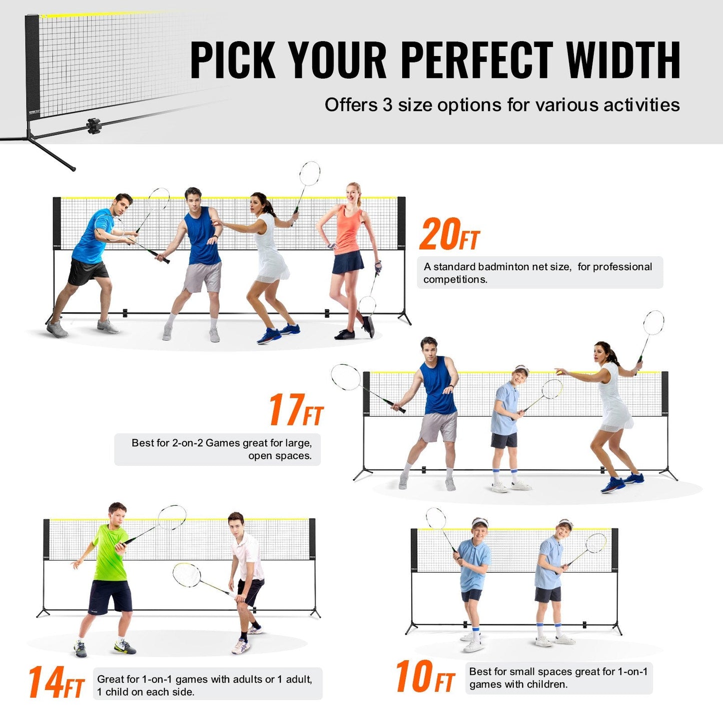 Adjustable Multi-Sport Net: Badminton, Volleyball, Tennis, 5.2m Wide, Portable Set