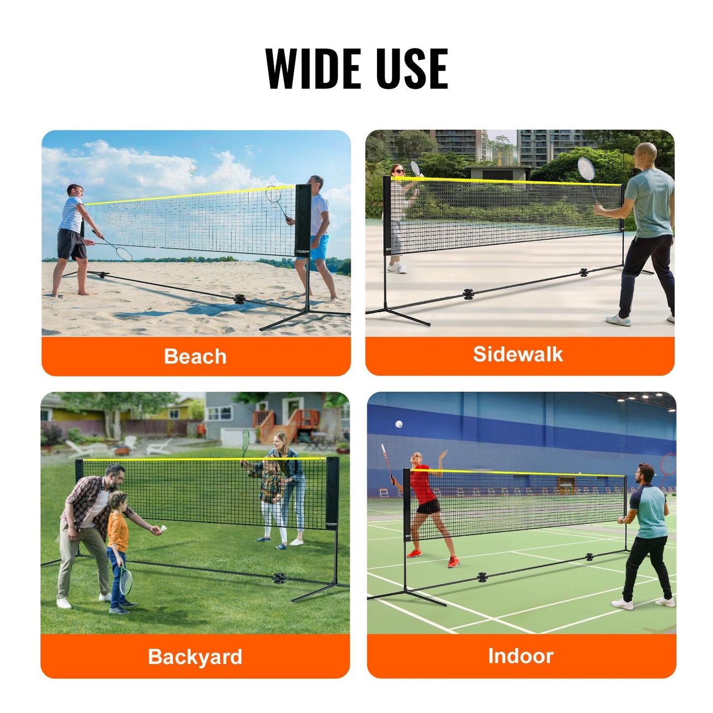 Adjustable Multi-Sport Net: Badminton, Volleyball, Tennis, 5.2m Wide, Portable Set