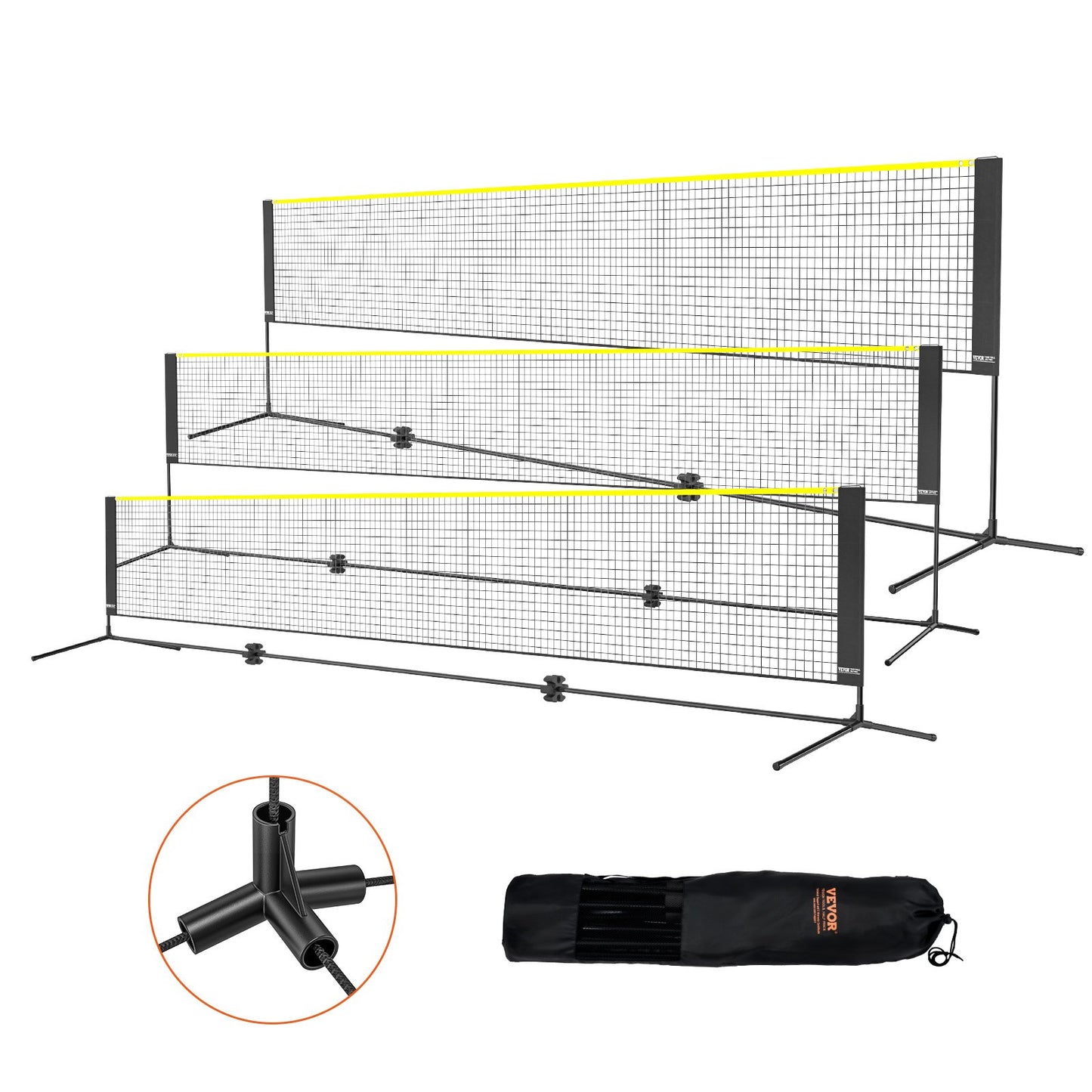 VEVOR Badminton Net, Height Adjustable Volleyball Net, 17ft Wide Foldable Pickleball
