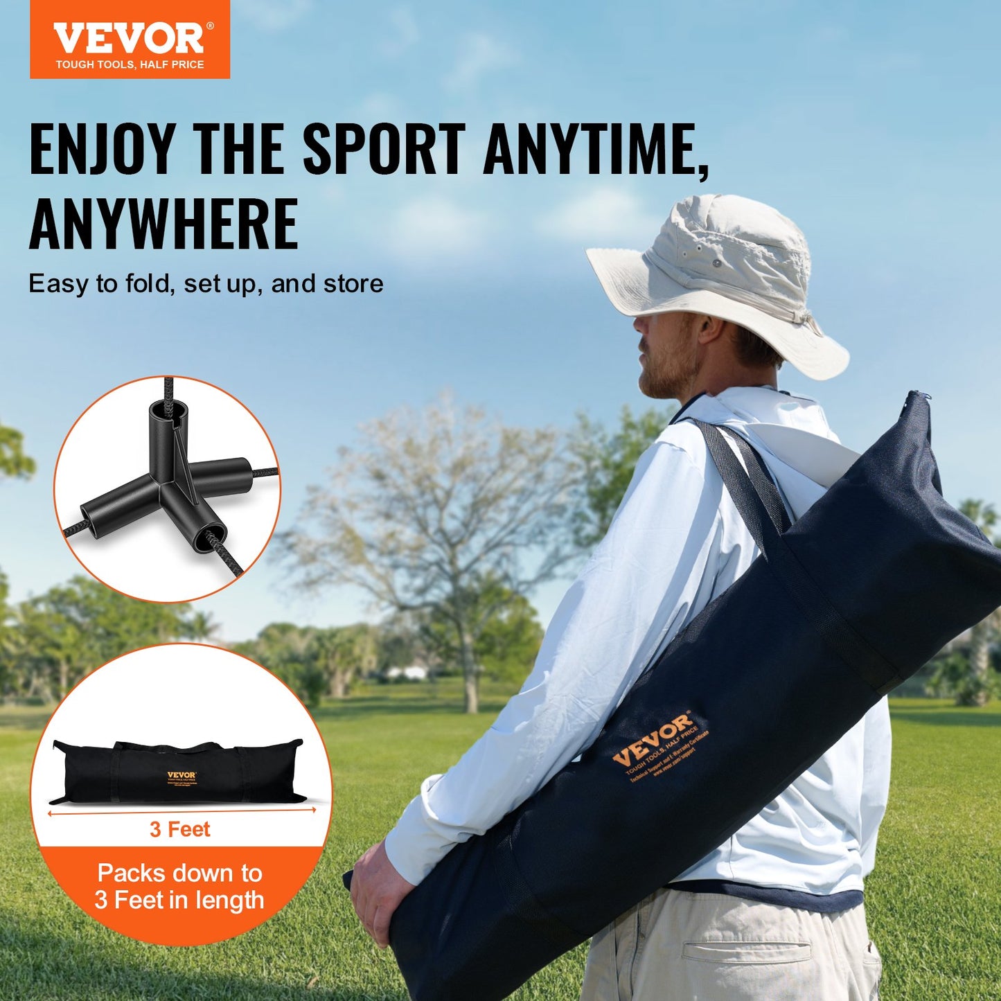 VEVOR Badminton Net, Height Adjustable Volleyball Net, 20ft Wide Foldable Pickleball