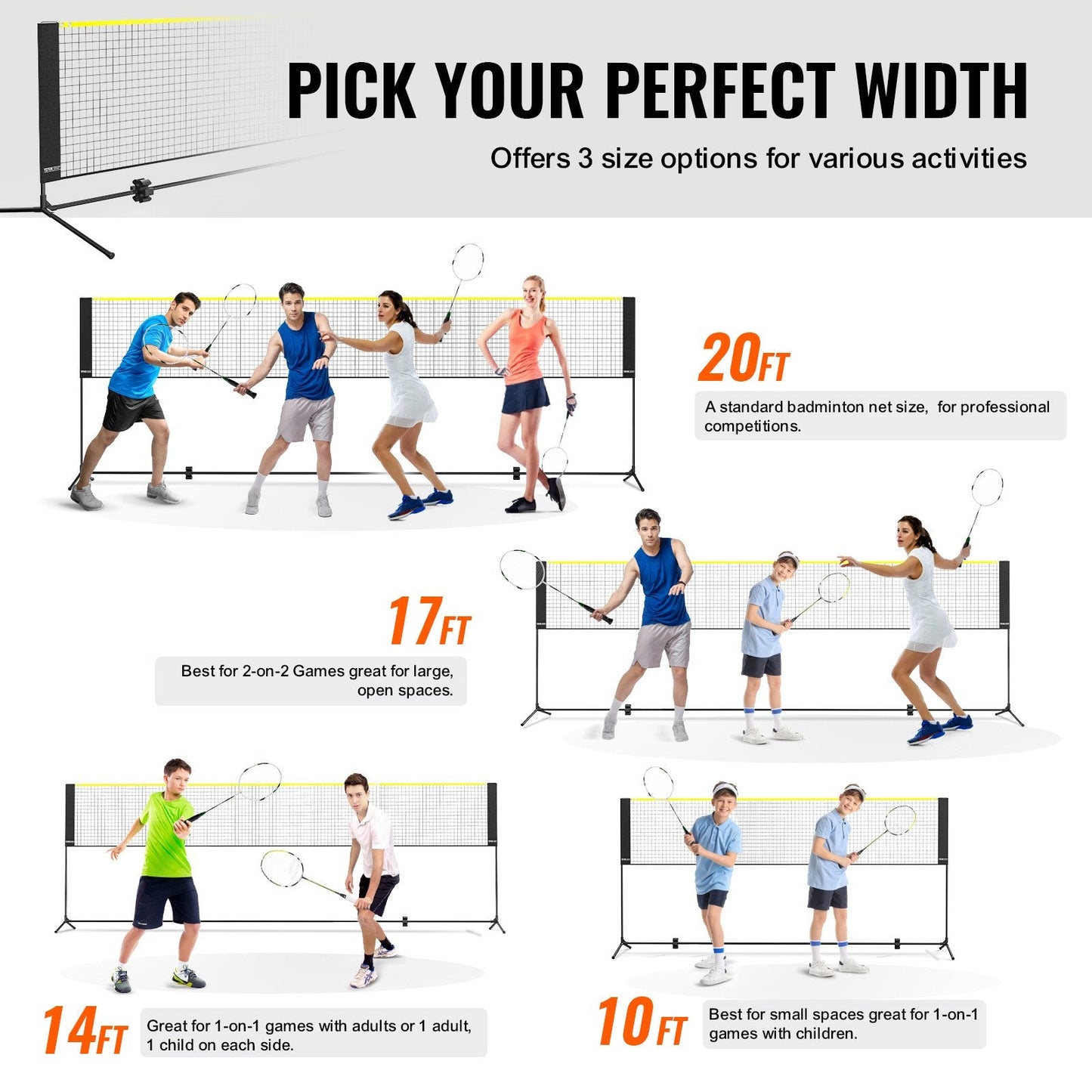 Adjustable Height 6m Multi-Sport Net: Badminton, Volleyball, Tennis & More