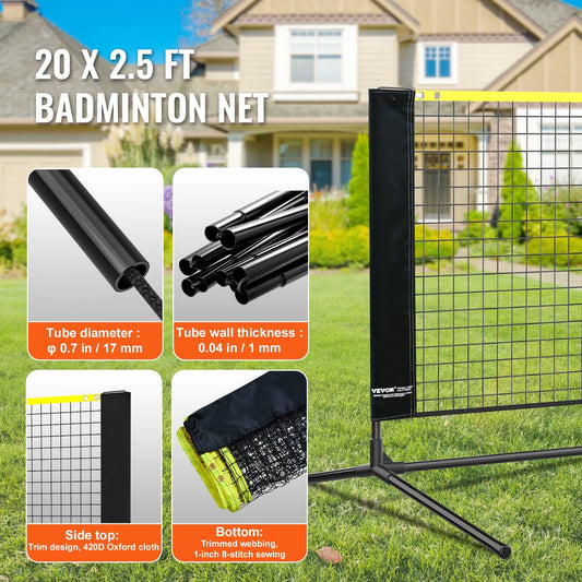 Adjustable Height 6m Multi-Sport Net: Badminton, Volleyball, Tennis & More
