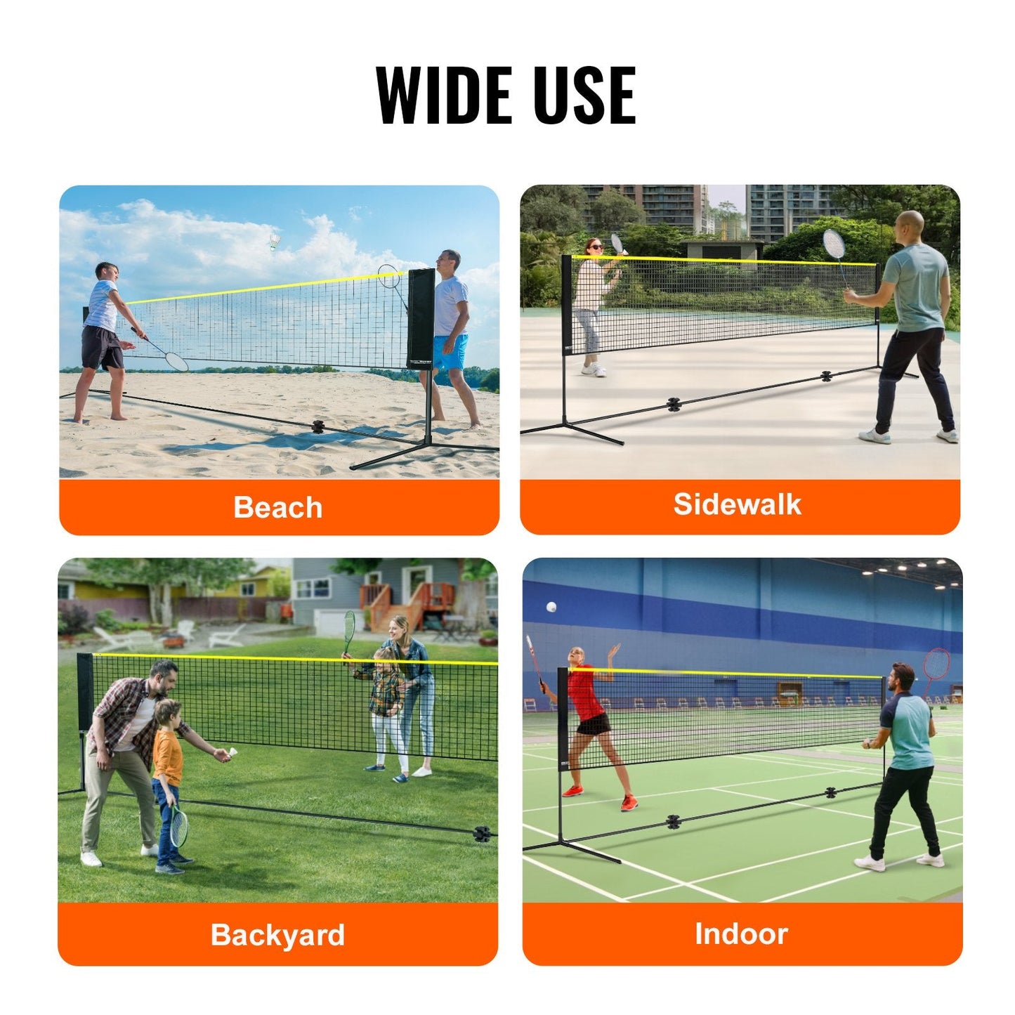 Adjustable Height 6m Multi-Sport Net: Badminton, Volleyball, Tennis & More