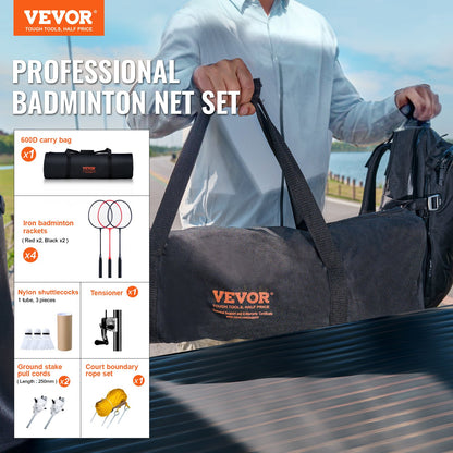 VEVOR Badminton Net Set, Outdoor Backyard Beach Park Badminton Net, Portable Badminton