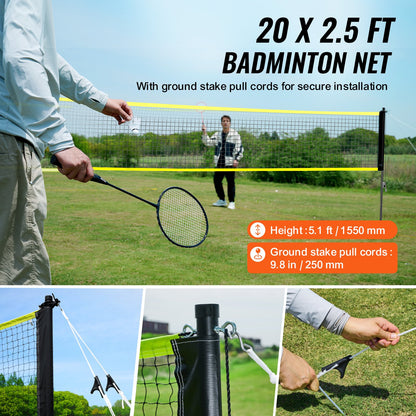 VEVOR Badminton Net Set, Outdoor Backyard Beach Park Badminton Net, Portable Badminton