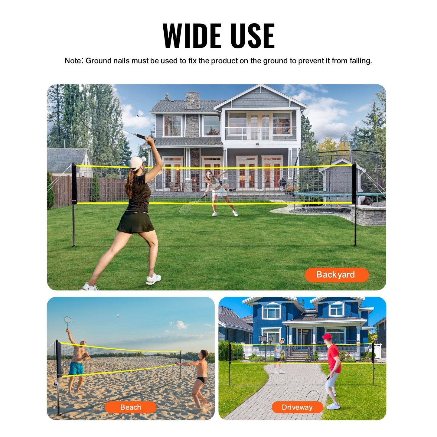 Portable Badminton Set with Rackets and Shuttlecocks for Outdoor Play, 6.15m Net