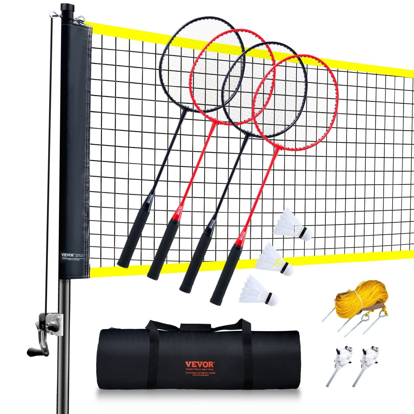 Portable Badminton Set with Rackets and Shuttlecocks for Outdoor Play, 6.15m Net