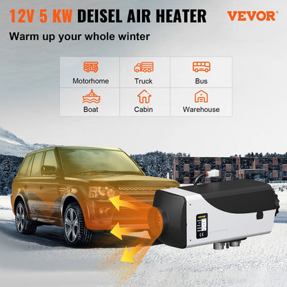 VEVOR 5KW Diesel Air Heater 10L Tank Diesel Heater 12V Diesel Parking Heater Muffler