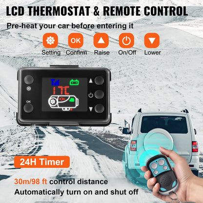 5KW Diesel Heater with 10L Tank, LCD Thermostat & Remote for RVs and Boats