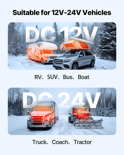 Diesel Air Heater, 8 kW DC12-24V, Fast Heating Diesel Parking Heater with Remote Control and Square Color Digital Display, Low Noise, Voice Announcement, for RV, Truck, Camper, Boat and Trailer