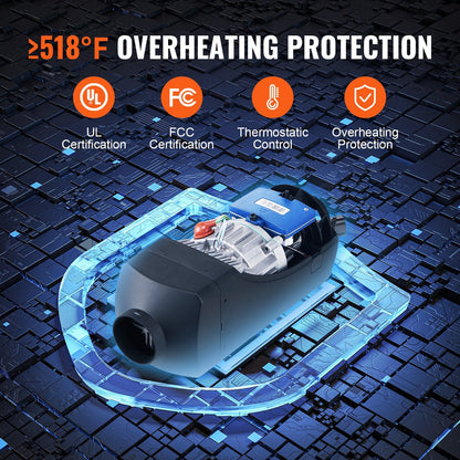 12V 8KW Diesel Air Heater with Bluetooth & Remote Control for RVs and Indoors
