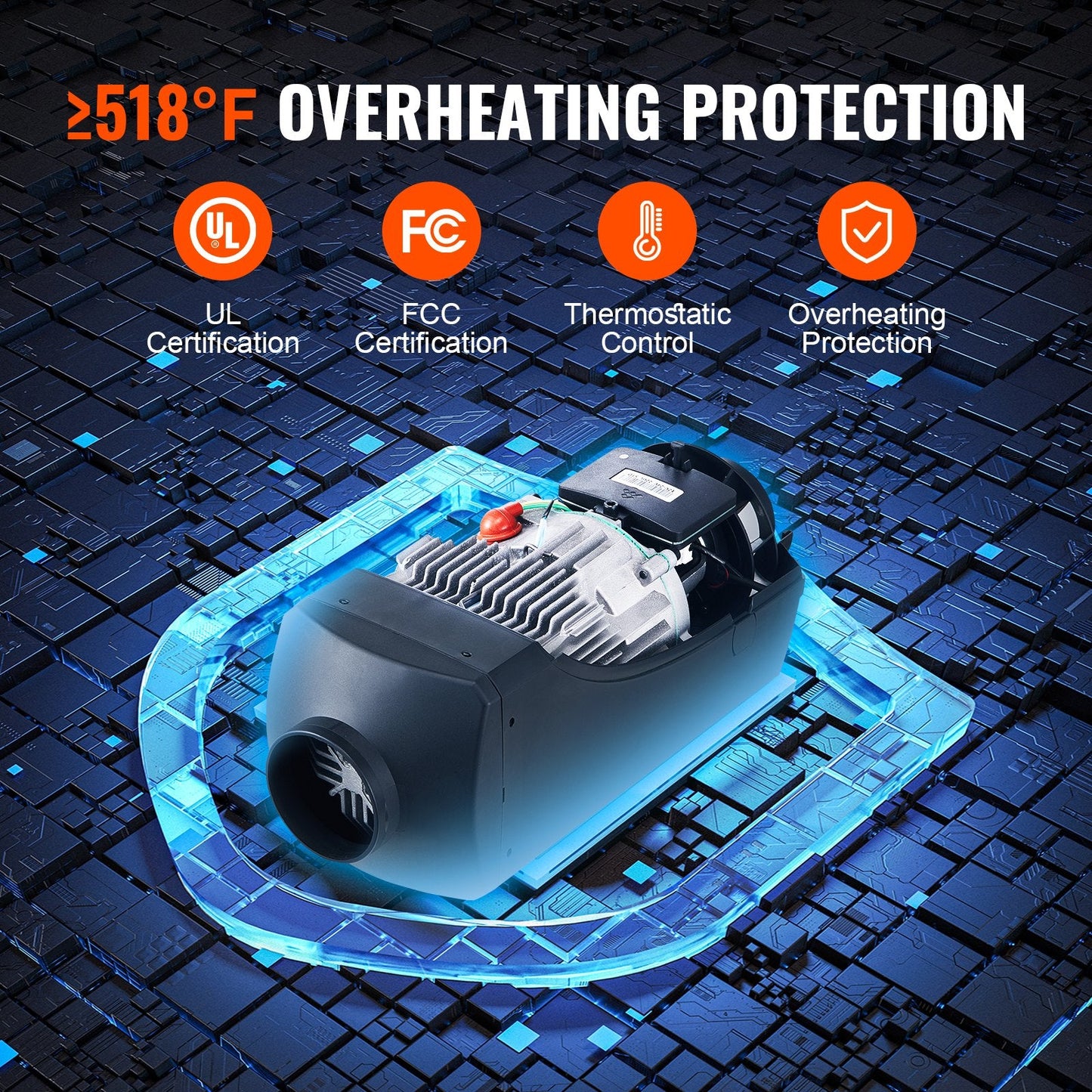 12V 8KW Diesel Air Heater with Remote & LCD, 10L Tank for RVs and Boats