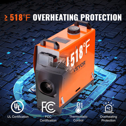 VEVOR 5 KW Diesel Air Heater, Bluetooth App Control All-on-one Diesel Heater with