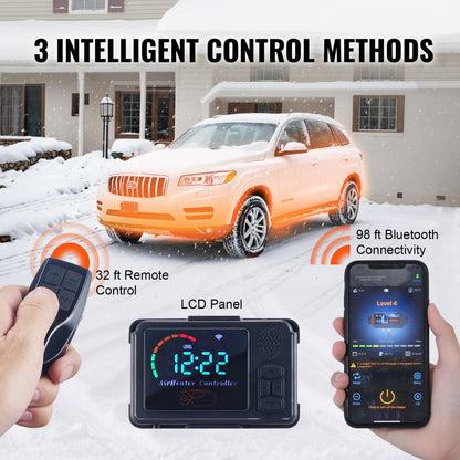 VEVOR 8 KW Diesel Air Heater, Bluetooth App Control All-on-one Diesel Heater with Automatic Altitude Adjustment, Remote Control and LCD, Portable Parking Heater for Home RV Trailer Camper Van Boat