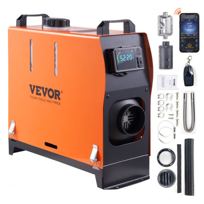 VEVOR 8 KW Diesel Air Heater, Bluetooth App Control All-on-one Diesel Heater with Automatic Altitude Adjustment, Remote Control and LCD, Portable Parking Heater for Home RV Trailer Camper Van Boat