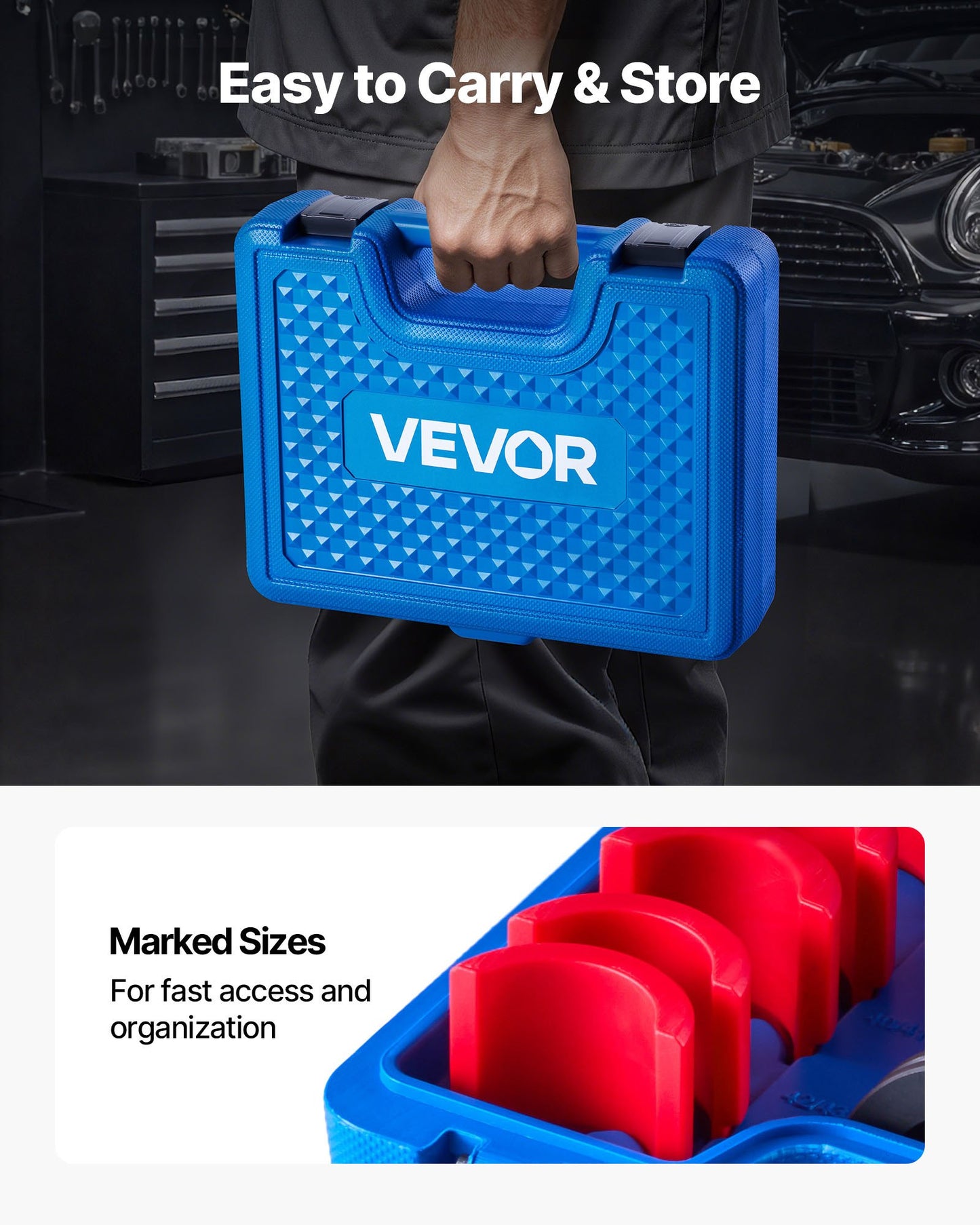 Bearing Press Kit, 14 Pcs, Bearing Race and Seal Driver Set with Bushings and Adapters, Bushing Driver Tool Set, Heavy Duty Carbon Steel Seal Removal Installation Tool Kit with Storage Case