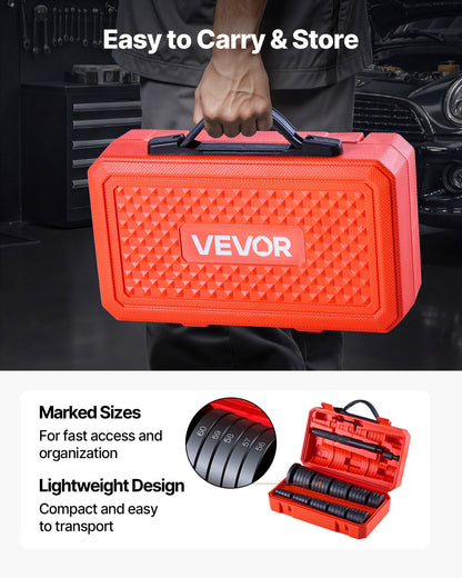 Bearing Press Kit, 52 Pcs, Bearing Race and Seal Driver Set with 49 Bushings and Handle Shaft, Bushing Driver Tool Set, Heavy Duty Carbon Steel Removal Installation Tool Kit with Storage Case