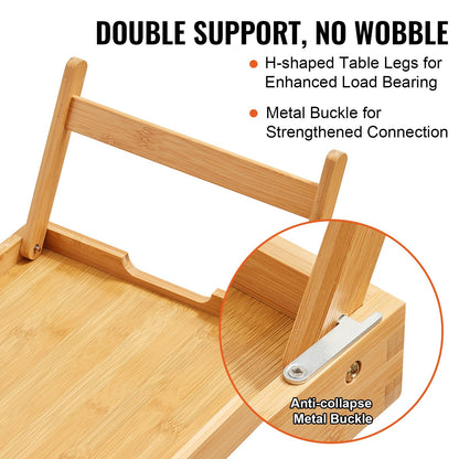 Bamboo Bed Tray Table with Foldable Legs, Portable Serving Desk, 0.78 kg