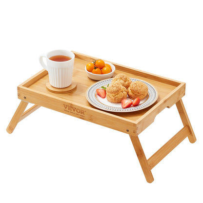 Bamboo Bed Tray Table with Foldable Legs, Portable Serving Desk, 0.78 kg