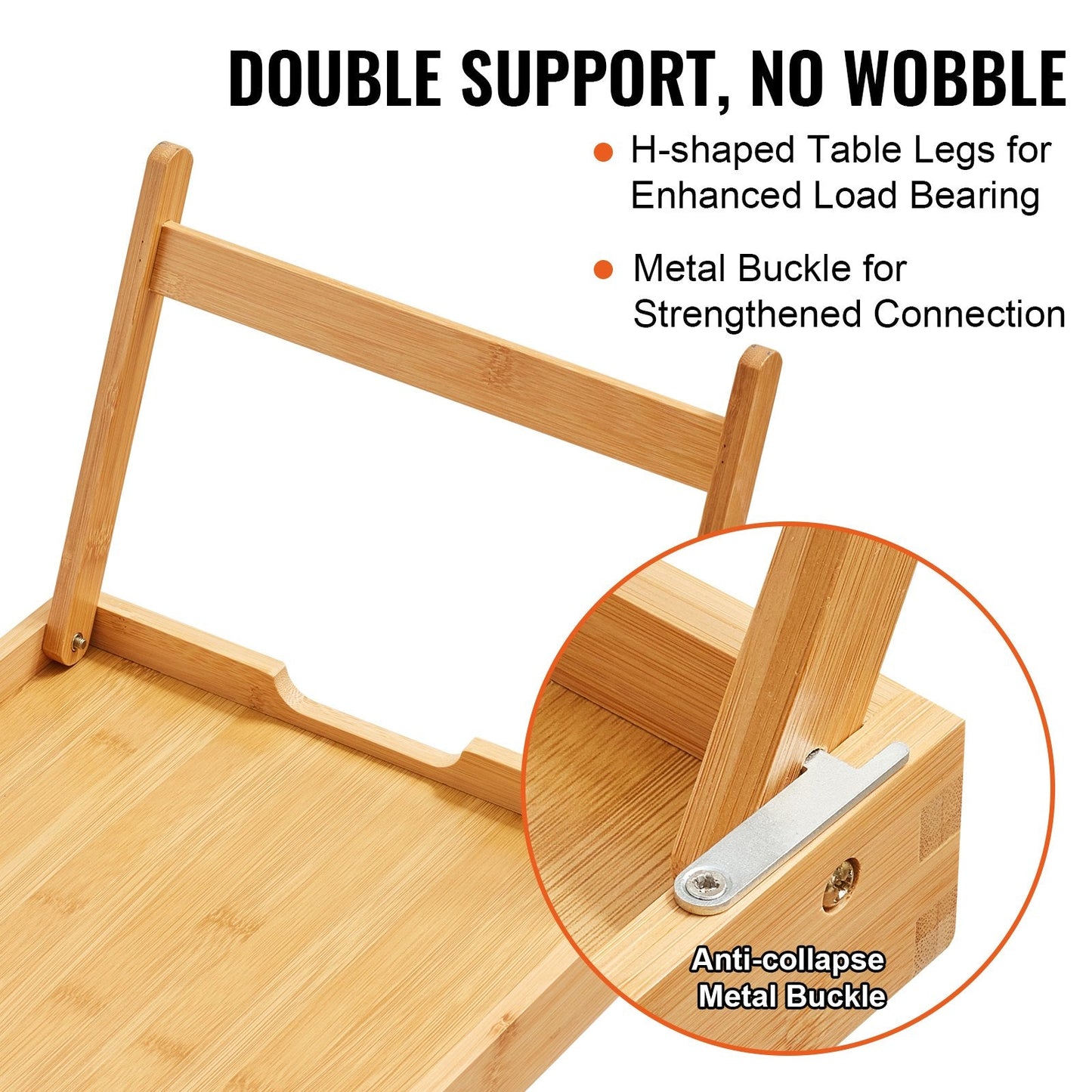 Bamboo Foldable Bed Tray Table with Anti-Slip Design for Eating & Working