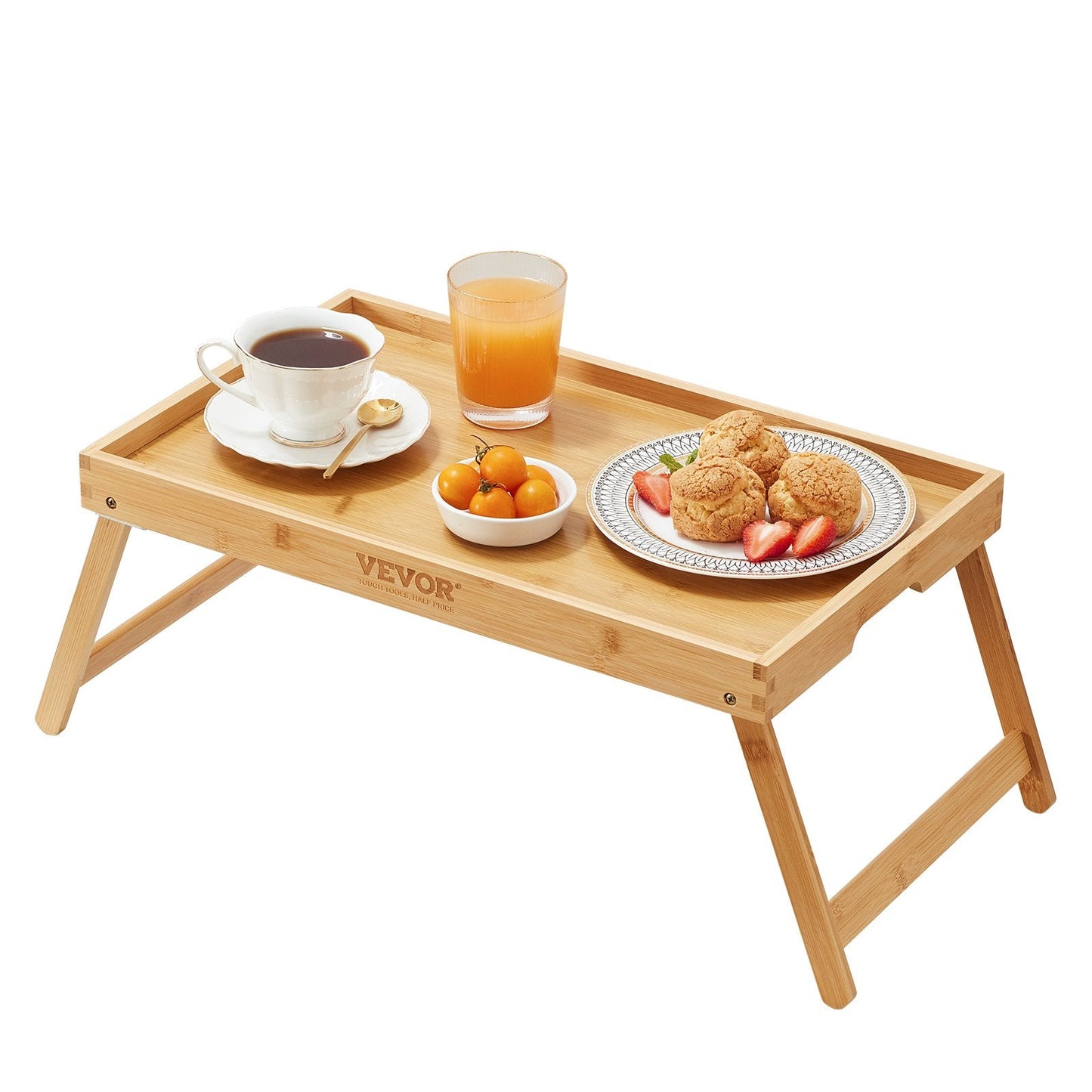 Bamboo Foldable Bed Tray Table with Anti-Slip Design for Eating & Working