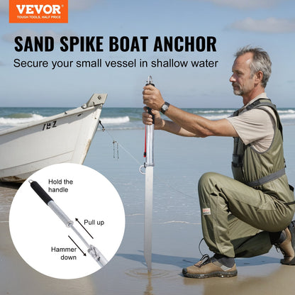 Galvanized Steel Beach Anchor Pole for Small Boats and Kayaks, 0.9 m