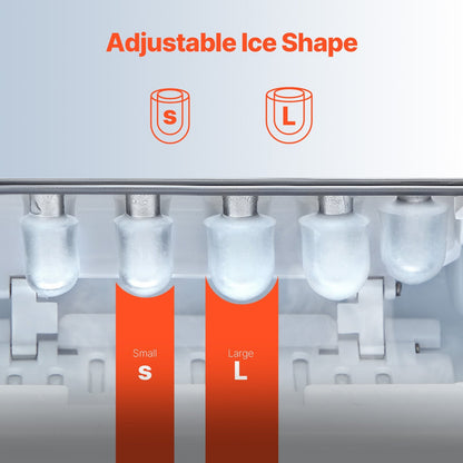Portable Countertop Ice Maker, 12 kg/24H, Self-Cleaning, with Scoop and Basket