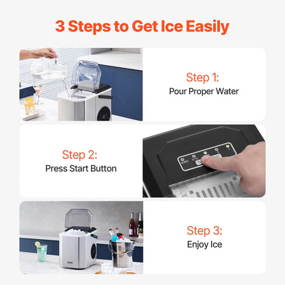 Portable Countertop Ice Maker, 12 kg/24H, Self-Cleaning, with Scoop and Basket