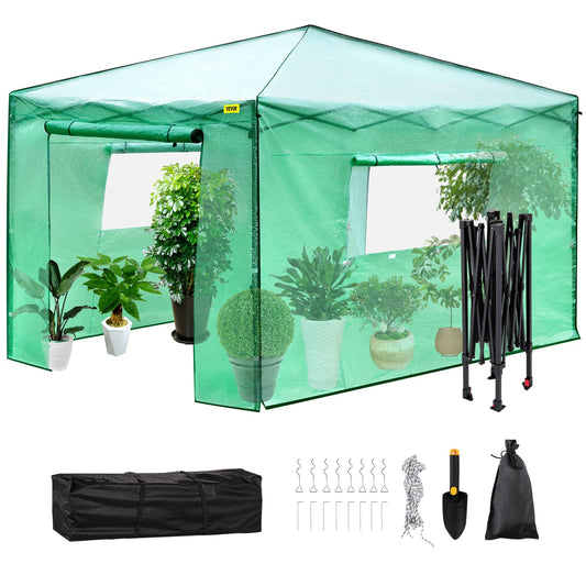 VEVOR 12\'x 8\'x 8\' Pop-Up Greenhouse, Set Up in Minutes, Portable Greenhouse with