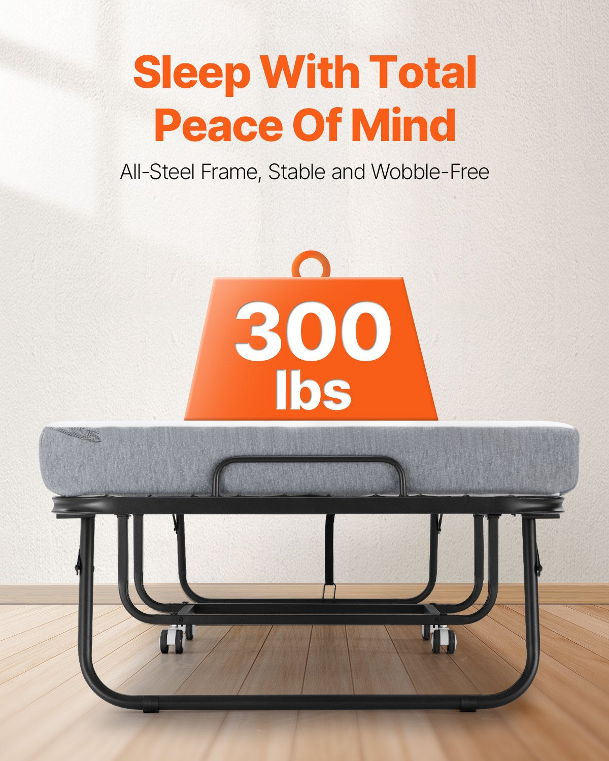 VEVOR Rollaway Bed Folding Bed with 100 mm Foam Mattress for Adults & Guest