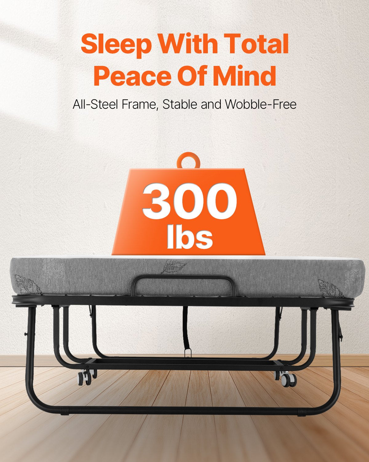 VEVOR Rollaway Bed Folding Bed with 100 mm Foam Mattress for Adults and Guest