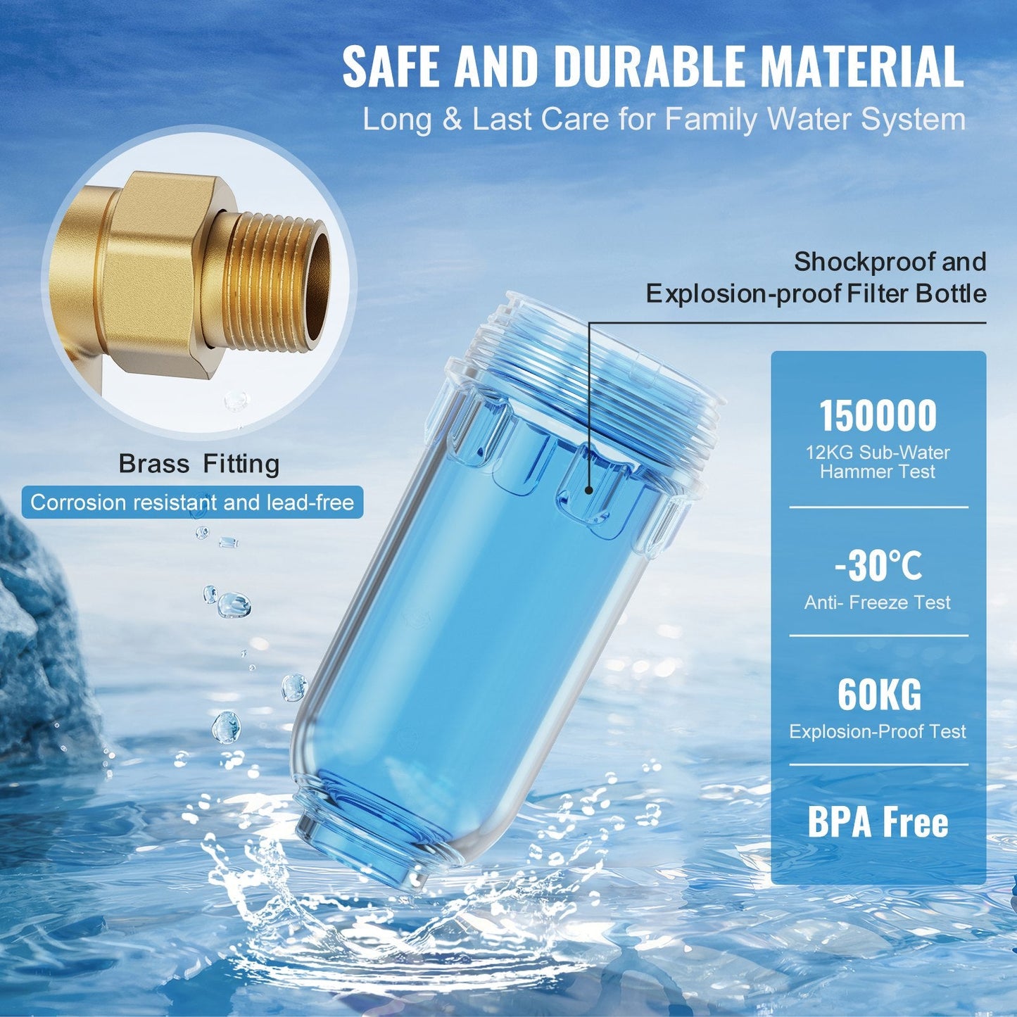 Whole House 40 Micron Sediment Filter for Well Water, 0.75m, 4 T/H Flow Rate