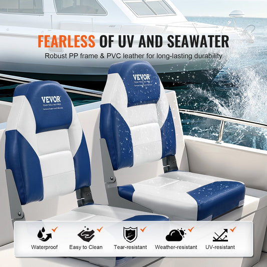 High Back Folding Boat Chair, Waterproof, Ergonomic, 2-Pack, 8.25 kg