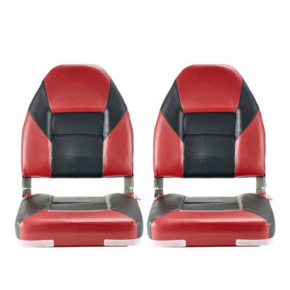VEVOR Boat Seat High Backrest Flip Up Boat Seat Sponge Cushion Black & Red