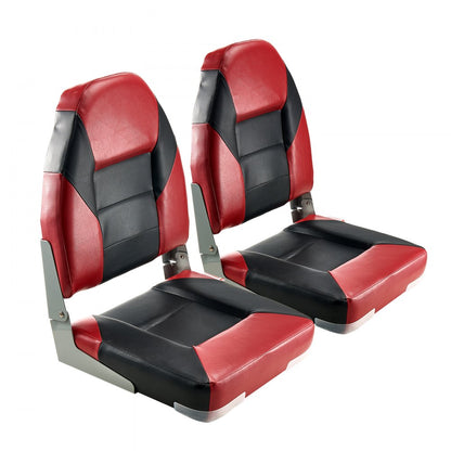 VEVOR Boat Seat High Backrest Flip Up Boat Seat Sponge Cushion Black & Red