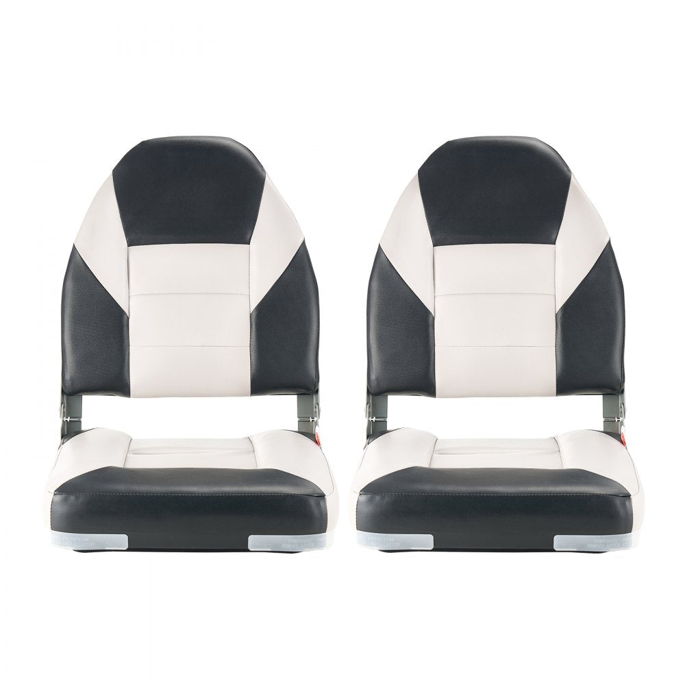 VEVOR Boat Seat High Backrest Flip Up Boat Seat Sponge Cushion Black & Grey