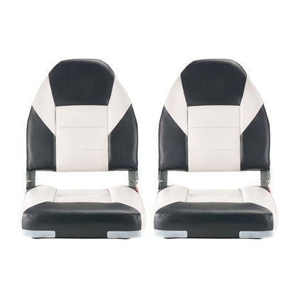 VEVOR Boat Seat High Backrest Flip Up Boat Seat Sponge Cushion Black & Grey