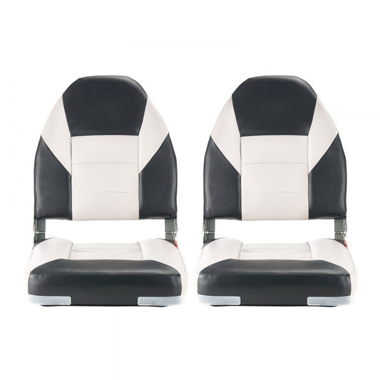VEVOR Boat Seat High Backrest Flip Up Boat Seat Sponge Cushion Black & Grey